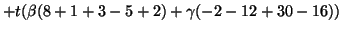 $\displaystyle +t({\beta}(8+1+3-5+2)+{\gamma}(-2-12+30-16))$