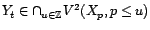 $ V^2({\varepsilon}_p,p\leq t)\subset V^2(X_p,p\leq t)$