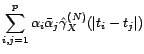 $ \sum_{i,j=1}^p{\alpha}_i\bar{\alpha}_j\hat{\gamma}_X^{(N)}(t_i-t_j)$