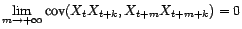 $ \mathop{\hbox{\upshape {cov}}}\nolimits (X_tX_{t+k},X_{t+m}X_{t+m+k})$