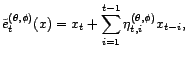 $\displaystyle \frac{1}{N}\sum_{t=1}^N\frac{\tilde{\varepsilon}_t^2}{{\delta}_t^{\left({\theta},{\phi}\right)}}. $