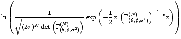 $\displaystyle \ln L\left({\theta},{\phi},{\sigma}^2;x\right)$