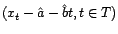 $\displaystyle \forall t\in T,\ \ X_t=a+bt+ct^2+{\varepsilon}_t $
