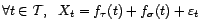 $\displaystyle \forall t\in{\cal T},\ \ X_t=f_{\tau}(t)+f_{\sigma}(t)+{\varepsilon}_t $