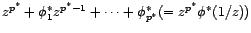 $\displaystyle \check X_N(h)+{\phi}^*_1\check X_{N}(h-1)+\cdots+{\phi}^*_{p^*}\check X_{N}(h-p^*)=0 $