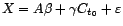 $\displaystyle X=A{\beta}+{\gamma}C_{t_0}+{\varepsilon} $