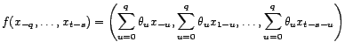 $ (X_{s+h},\ldots,X_{t+h})=f\left({\varepsilon}_{s+h-q},\ldots,{\varepsilon}_{t+h}\right)$
