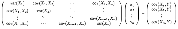 $\displaystyle P^\bot_{V^2(1,X_1,\ldots,X_n)}(Y)={\alpha}_0+{\alpha}_1X_1+\cdots+{\alpha}_nX_n $