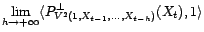 $\displaystyle \lim_{h\rightarrow +\infty}{\mathbb{E}}\left[P^\bot_{V^2(1,X_{t-1},\ldots,X_{t-h})}(X_t)\right]$