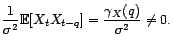 $\displaystyle X_t\bot V^2(X_u,u<t-q)$