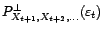 $\displaystyle P^\bot_{X_t,\ldots,X_{t-q}}({\varepsilon}_t)=\frac{1}{q+2}\bigl((q+1)X_t+qX_{t-1}+(q-1)X_{t-2}+\cdots+2X_{t-q+1}+X_{t-q}\bigr) $