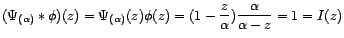 $ {\phi}(z)=\sum_{u=0}^{+\infty}{\alpha}^{-u}z^u=\frac{\alpha}{{\alpha}-z}$