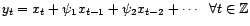 $\displaystyle x_t=y_t+{\phi}_1y_{t-1}+\cdots+{\phi}_{t-p}y_{t-p}\ \ \forall t\in{\mathbb{Z}}$